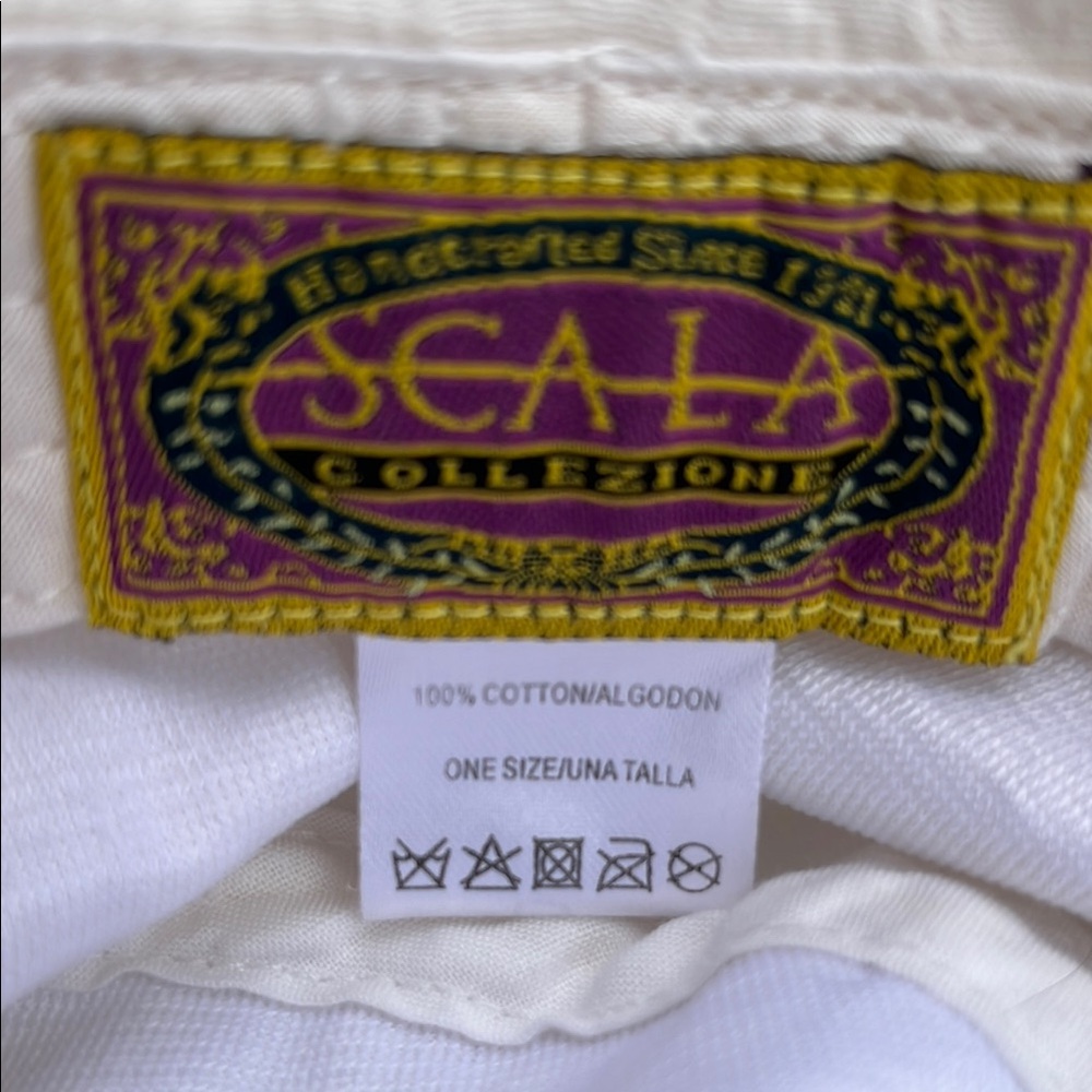 Scala White Bucket Hat with Brown Accents - Picture 7 of 8